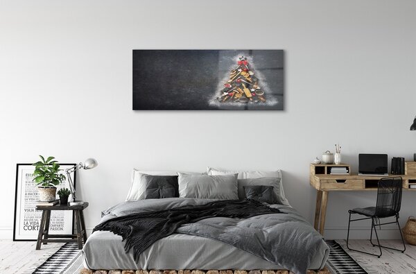 Tablouri pe sticlă Jucării și decorații de brad