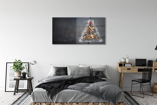 Tablouri pe sticlă Jucării și decorații de brad