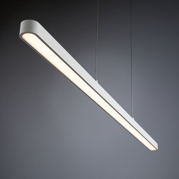 Paulmann Lampă suspendată LED Lento, albă, 100 cm, lumină orientabilă în, reglabil, Alb, Camera de zi / sufragerie, Aluminiu, Modern