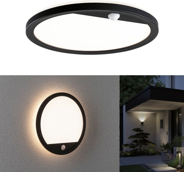 Paulmann LED-Aparec de iluminat exterior Lamina, negru, senzor, IP44, Negru, Plastic, Modern
