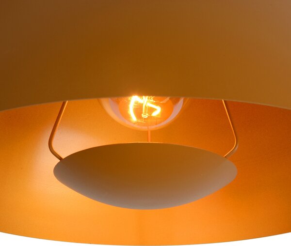 Lucide Siemon lampă suspendată din oțel, Ø 40 cm, ocru, reglabil, Portocaliu, Camera de zi / sufragerie, Metal, Modern
