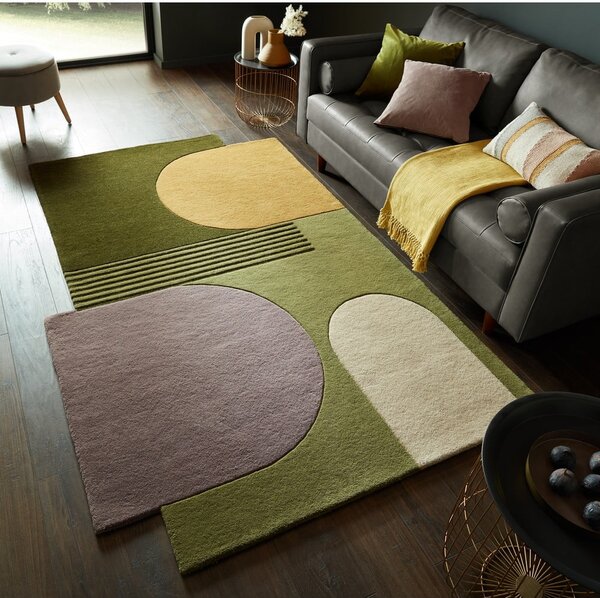 Covor verde țesut manual din lână 120x180 cm Lozenge – Flair Rugs