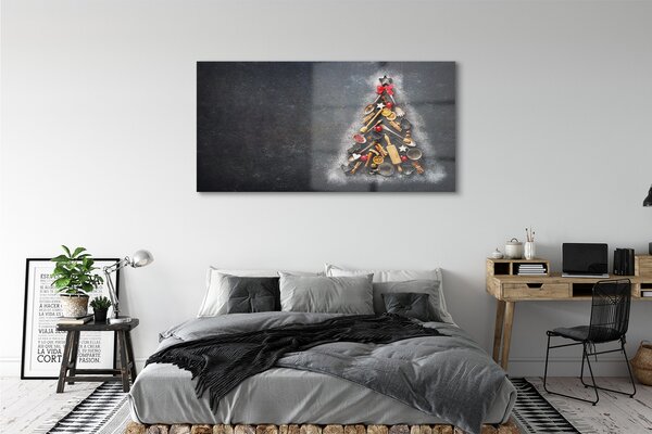 Tablouri pe sticlă Jucării și decorații de brad
