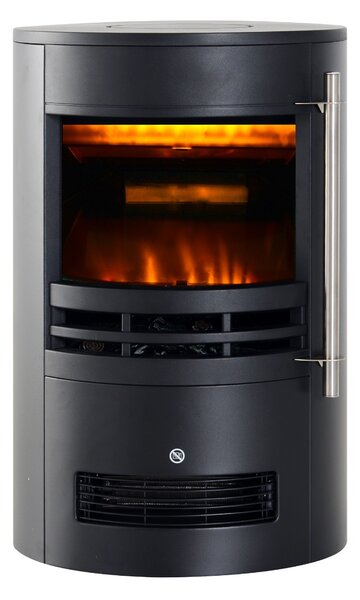 Soba Electrica de Sol semineu cu Efect de Flacara incalzitor Reglabil aparat de incalzire de 1800W, Negru, 41x41x64.5cm HOMCOM | Aosom Romania