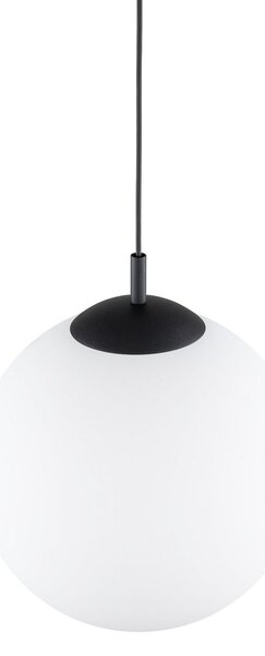 TK Lighting Lampă suspendată Esme, sticlă opalină, un singur bec, Ø 35 cm, reglabil, Alb, Camera de zi / sufragerie, Sticlă, Modern, glob
