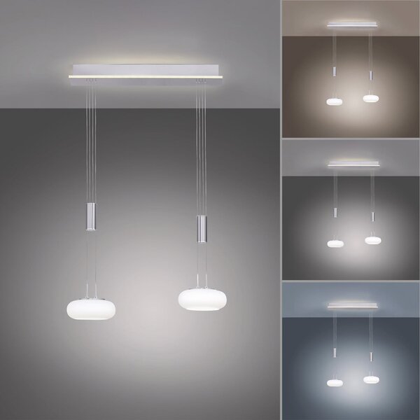 Q-Smart-Home Paul Neuhaus Q-ETIENNE lampă suspendată LED 2 bec, reglabil, Gri, Camera de zi / sufragerie, Metal, Modern