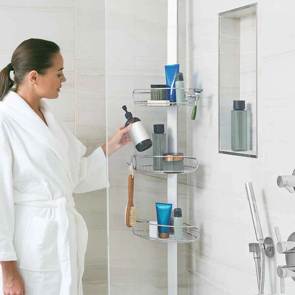 Raft de baie telescopic din metal gri - simplehuman