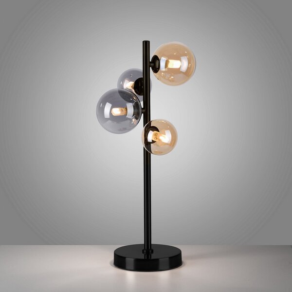 Paul Neuhaus Lampa de masă Popsicle, sticlă, 48 cm înălțime, G9, Negru, Camera de zi / sufragerie, Metal, Modern