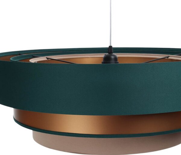 Maco Design Lampă suspendată Triniti, verde/bej/coper, Ø 60 cm, textil, reglabil, Verde, Camera de zi / sufragerie, Țesătură / Textil