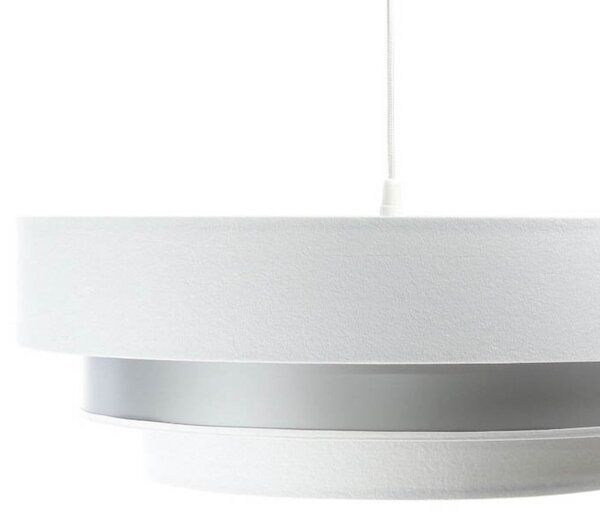 Maco Design Lampă suspendată Triniti, alb/argintiu, Ø 60 cm, textil, reglabil, Alb, Camera de zi / sufragerie, Țesătură / Textil