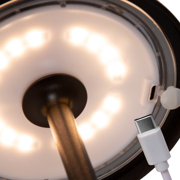 Lucide Joy lampă masă LED acumulator dimabilă negru, reglabil, Negru, Metal, Modern