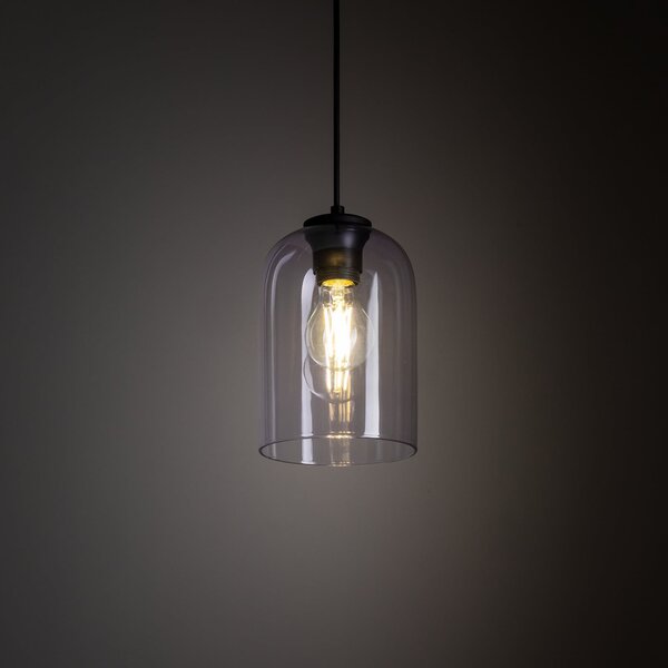 TK Lighting Lampă suspendată Molly, violet, Ø 14 cm, metal/glass, reglabil, Violet, Camera de zi / sufragerie, Sticlă, Modern