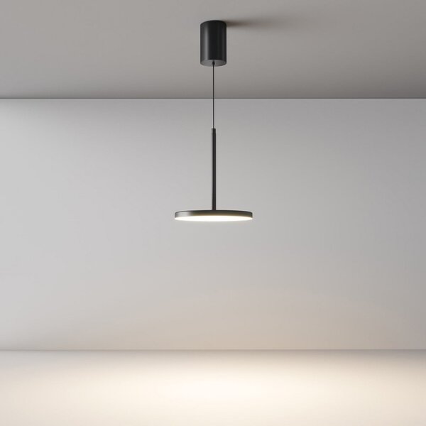 Maytoni Lampă suspendată LED Plato, negru, Ø 18,5 cm, aluminiu, Negru, Camera de zi / sufragerie, Aluminiu, Modern