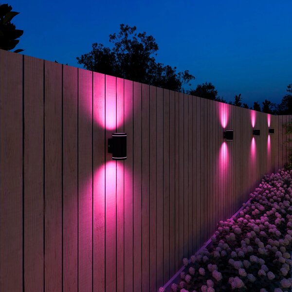 Calex Smart Outdoor Up-/Downlight, CCT, RGB, reglabil, Negru, Plastic, Modern