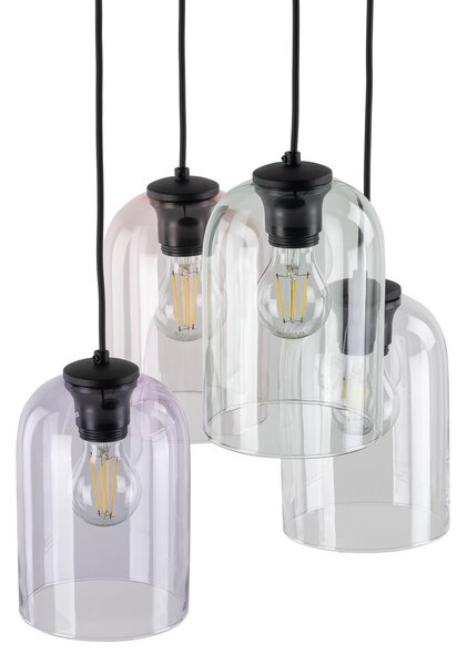 TK Lighting Lampă suspendată Molly, Ø 38 cm, multicoloră, metal, sticlă, 4 becuri., reglabil, Multicolor, Camera de zi / sufragerie, Sticlă, Modern