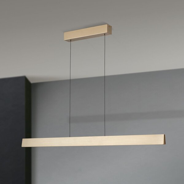 ORION Lampă suspendată cu LED Tara, aurie, lungime 120 cm, aluminiu, reglabil, Auriu / Alamă, Camera de zi / sufragerie, Metal, Modern