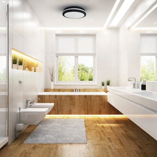 Milagro Lighting Plafonieră LED Marlon, Ø 40 cm, negru, plastic, IP54, Negru, Baie, Plastic, Modern