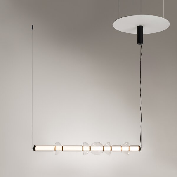 Maytoni Cosmo Lampă suspendată LED, negru, lungime 98 cm, sticlă, Negru, Camera de zi / sufragerie, Sticlă, Modern