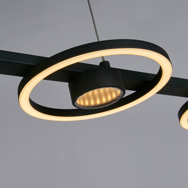 Searchlight Space LED lampă suspendată LED, 4 becuri, negru, metal, reglabil, Negru, Camera de zi / sufragerie, Metal, Modern