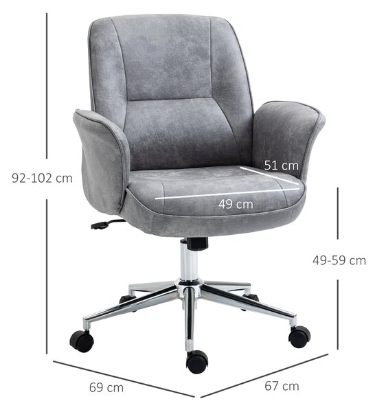 Vinsetto Scaun de Birou Ergonomic cu Înaltime Ajustabilă și Funcție de Balansoar cu Tapițerie din Microfibră, 67x69x92-102 cm, Gri | Aosom Romania