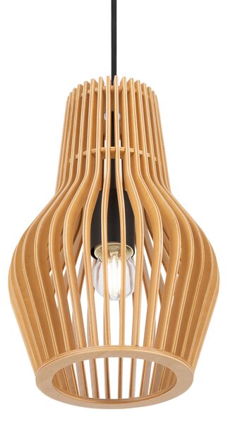 Maytoni Lampă suspendată Roots, Ø 20 cm, înălțime 31 lemn/negru, reglabil, Lemn, Camera de zi / sufragerie, Lemn