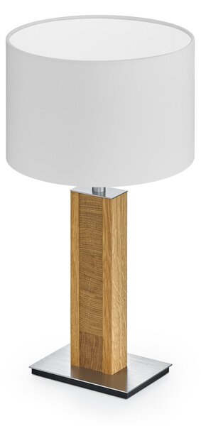 HerzBlut lampă de masă Karl K, rotundă, lemn, alb, 44 cm, E27, Alb, Camera de zi / sufragerie, Lemn, Modern
