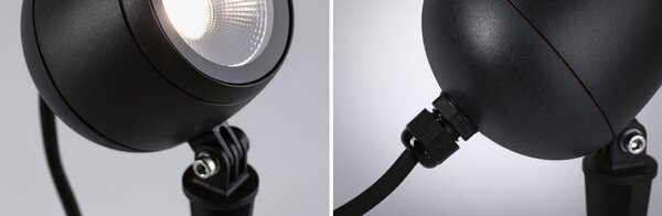 Paulmann Plug & Shine Spot LED Kikolo, 3.000 K, 60°, aluminiu, reglabil, Negru, Plastic