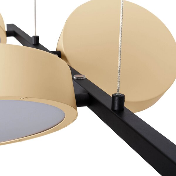 Näve Lampă suspendată LED Tessa negru/bej 110cm Touchdim CCT 4 becuri., reglabil, Negru, Camera de zi / sufragerie, Metal, Modern