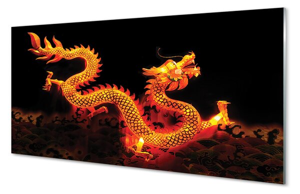 Tablouri pe sticlă dragon de aur