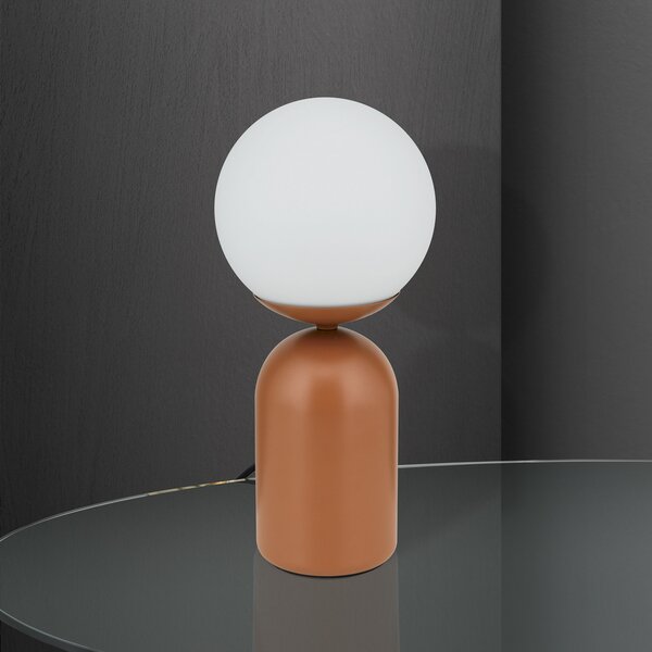 ORION Lampă de masă Stanley, roșu coral, înălțime 32 cm, ceramică/vidră, Roșu, Camera de zi / sufragerie, Ceramică, Modern