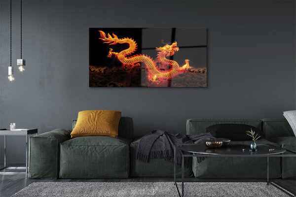 Tablouri pe sticlă dragon de aur