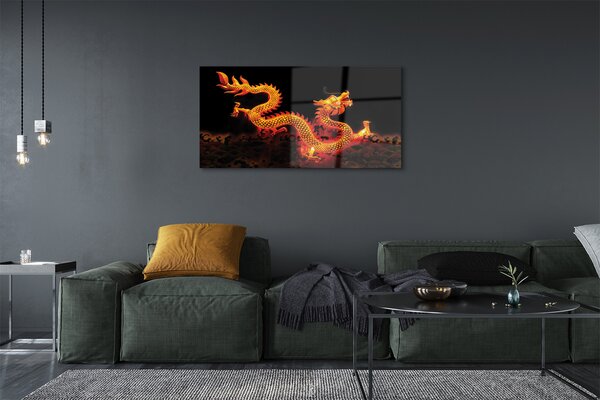Tablouri pe sticlă dragon de aur