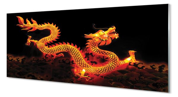 Tablouri pe sticlă dragon de aur