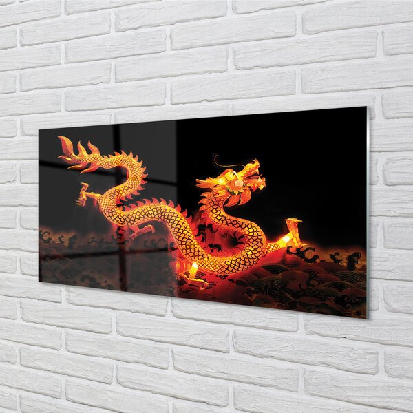 Tablouri pe sticlă dragon de aur