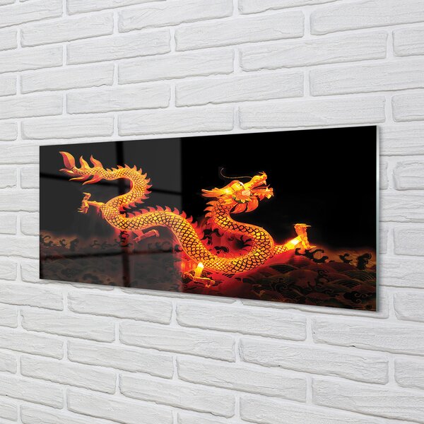 Tablouri pe sticlă dragon de aur