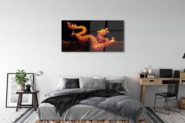 Tablouri pe sticlă dragon de aur