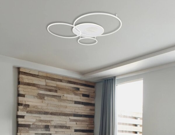 Globo 48466-70W-LED Plafonieră LED dimabilă INVERTINA 70W/230V 105x26,5 cm albă + telecomandă