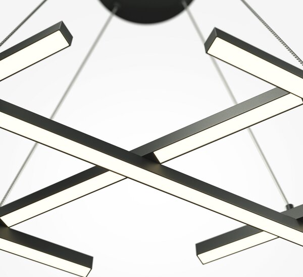 Maytoni Lampă suspendată LED Halo, negru, lungime 103,5 cm, reglabil, Negru, Camera de zi / sufragerie, Aluminiu, Modern