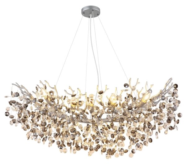 Globo 64138H3S - Candelabru suspendat pe cablu QUEENA 10xE14/40W/230V argintiu