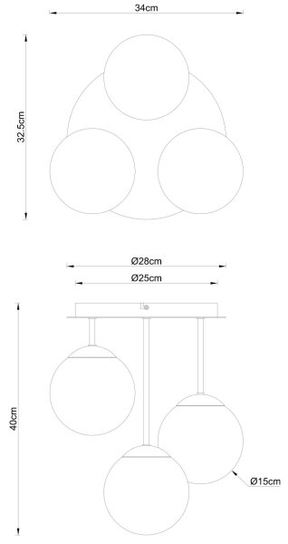 Globo 47441-3S - Lustru aplicat HARMON 3xE14/25W/230V negru