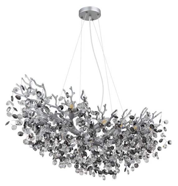 Globo 64138H3S - Candelabru suspendat pe cablu QUEENA 10xE14/40W/230V argintiu