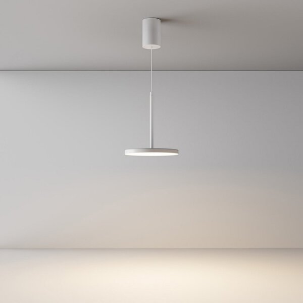 Maytoni Lampă suspendată LED Plato, alb, Ø 18,5 cm, aluminiu, Alb, Camera de zi / sufragerie, Aluminiu, Modern