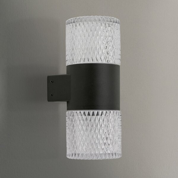 ORION LED lampă de perete pentru exterior Mondo, negru, înălțime 20,4 cm,, Negru, Aluminiu, Modern