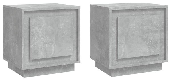 Noptiere, 2 buc., gri beton, 44x35x45 cm, lemn prelucrat