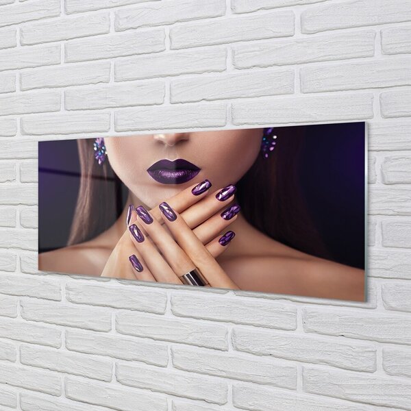 Tablouri pe sticlă mâini de sex feminin buzele violet