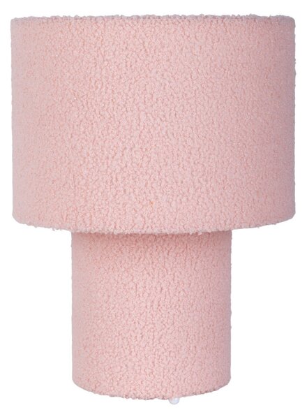 Näve Lampă de masă Fluffy, roz, înălțime 31 cm textil E27 cilindric, Roz / Rosé, Camera de zi / sufragerie, Țesătură / Textil