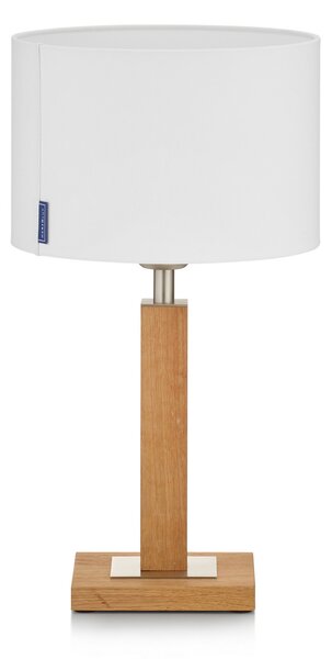 HerzBlut lampă de masă Titos, lemn, alb, 43 cm înălțime, E27, Alb, Camera de zi / sufragerie, Țesătură / Textil, Modern