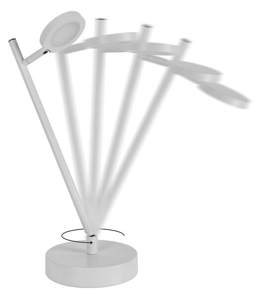 Näve Lampă de masă LED reîncărcabilă Lupa, alb, înălțime 45 cm, metal, touchdim, reglabil, Alb, Camera de zi / sufragerie, Metal, Modern