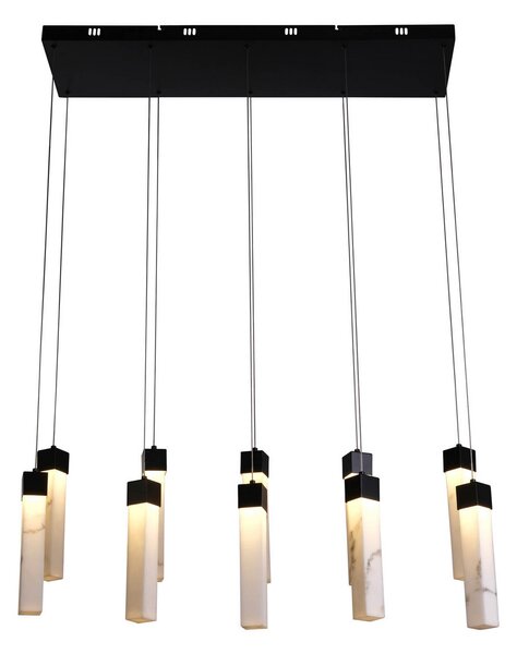 Searchlight Lampă suspendată LED Moonbeam, 10 becuri, negru, alb, metal, reglabil, Negru, Camera de zi / sufragerie, Metal
