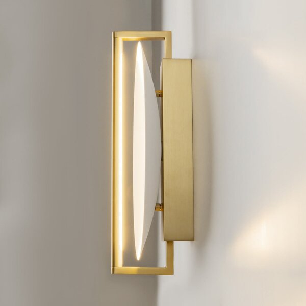 Maytoni Aplică de perete cu LED Mira, auriu/alb, înălțime 30 cm, metal, Alb, Camera de zi / sufragerie, Metal, Modern